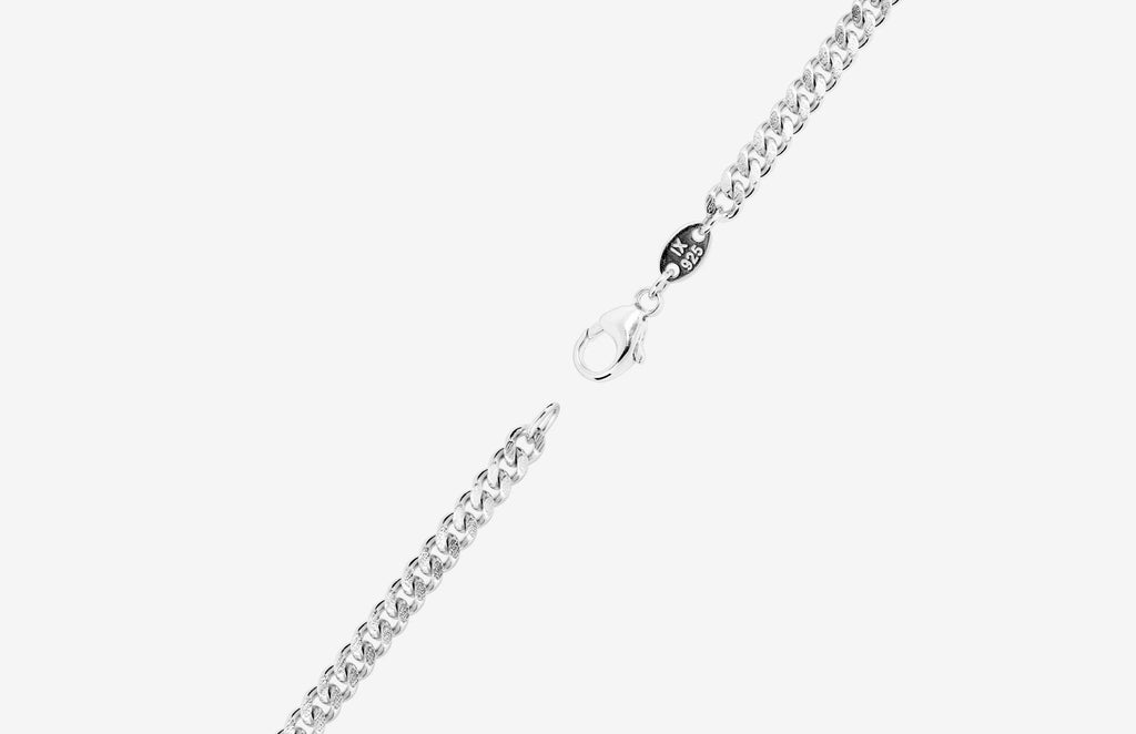 IX Curb gebürstet Silberarmband