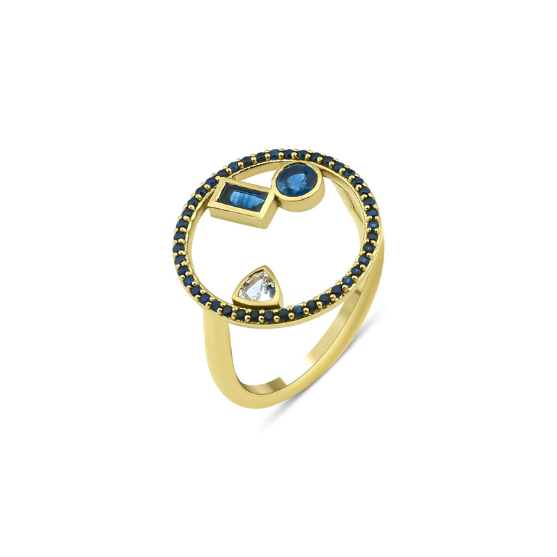 Project 2020 18K Gold Ring w. Sapphires & Diamond