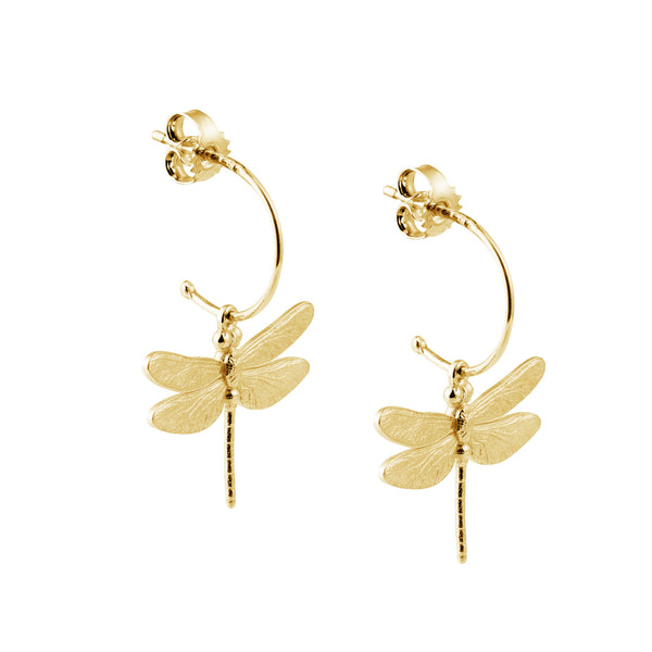 Dragonfly Gold Plated Hoops