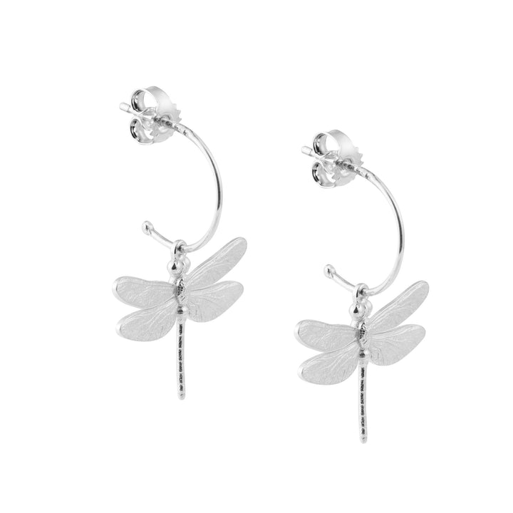 Dragonfly Silver Hoops