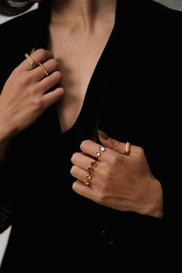 The Duo Miel Vermeil Ring w. Quartz