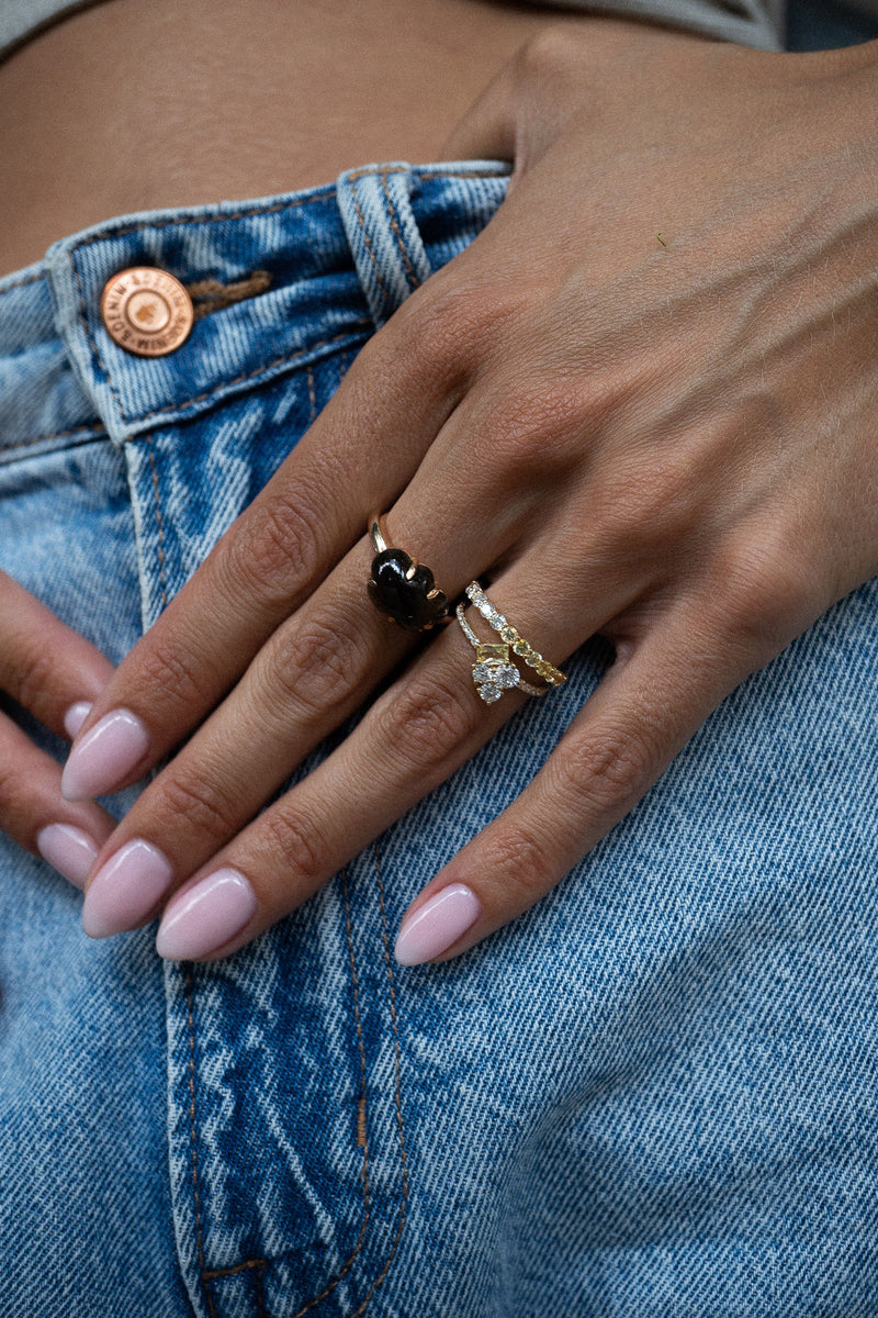 Cloud 18K Gold Ring w. Smokey Quartz