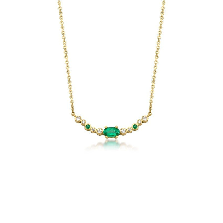 Seraphina 18K Gold Necklace w. Diamond & Emeralds