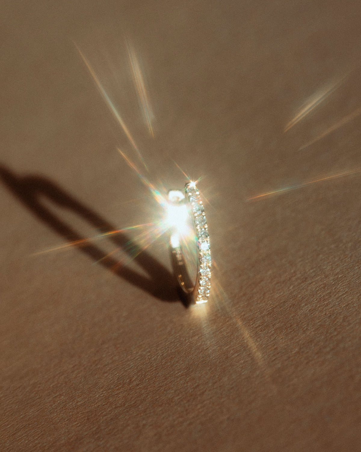 14 mm 14k Gold Hoop w. Diamonds