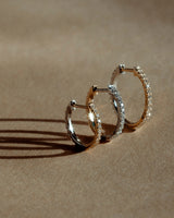 14 mm 14k Hvidguld & Guld Hoops m. Diamanter