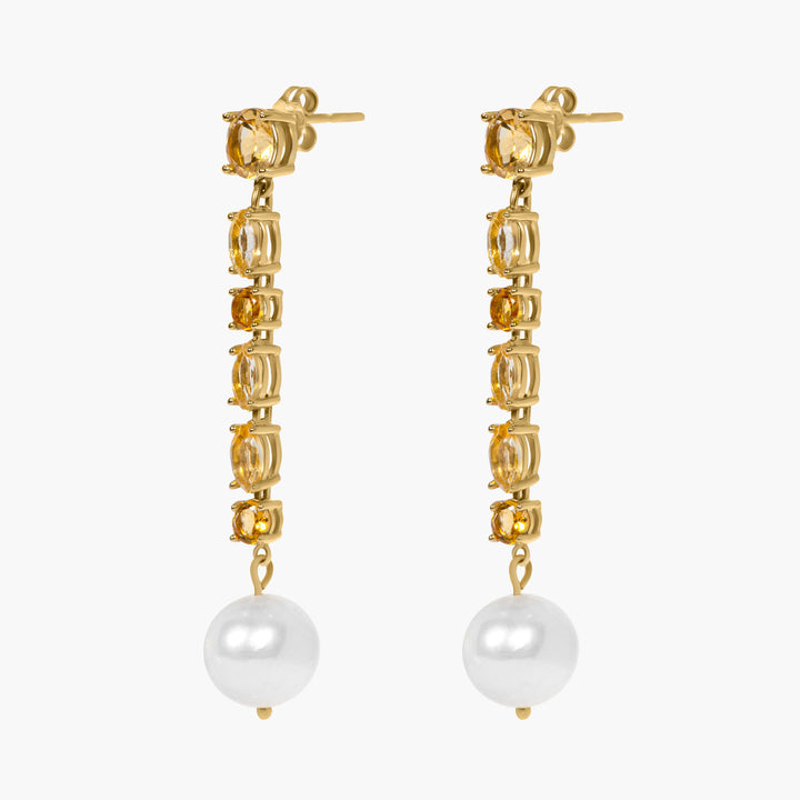 NOYA 9k Gold Earrings w. Citrins & Pearls