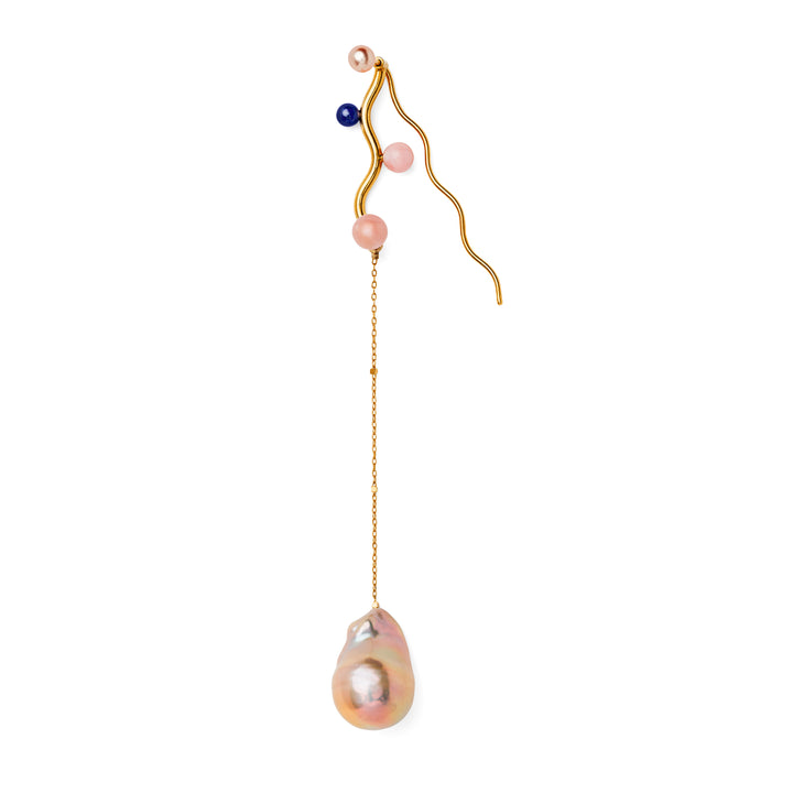 Daliah Gold Plated Earring w. Pearls & Opal
