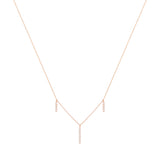 Dangling Bar 18K Rosegold Necklace w. Diamonds