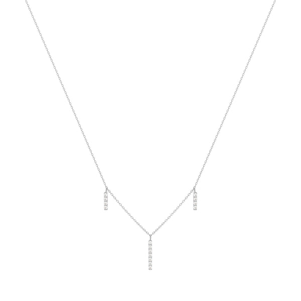Dangling Bar 18K Whitegold Necklace w. Diamonds