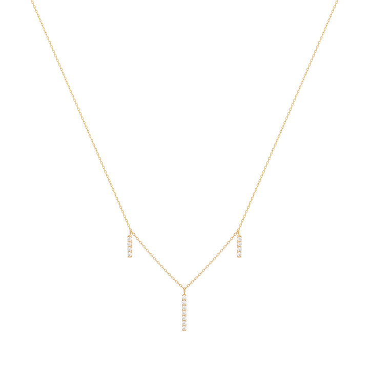 Dangling Bar 18K Gold Necklace w. Diamonds