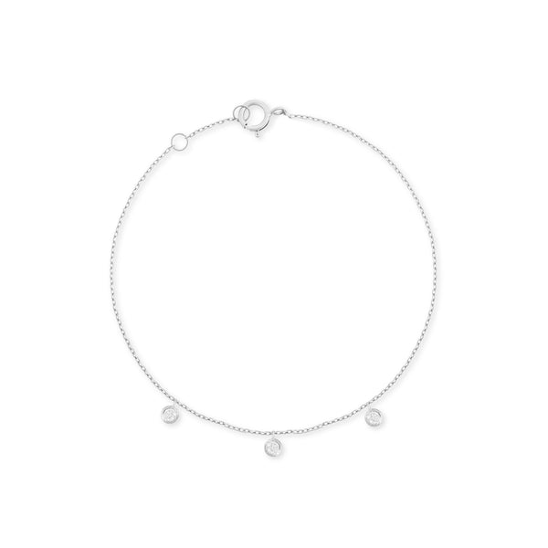 Dangling 18K White Gold Bracelet w. Diamonds