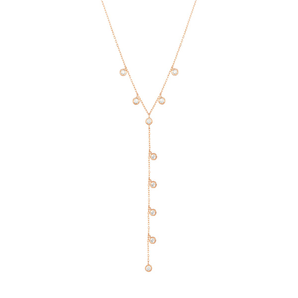 Dangling Chain Halskette aus 18K Rosegold mit Diamant