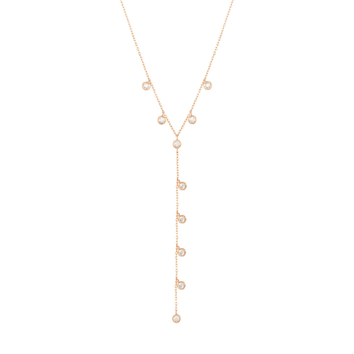Dangling Chain 18K Rose Gold Necklace w. Diamonds
