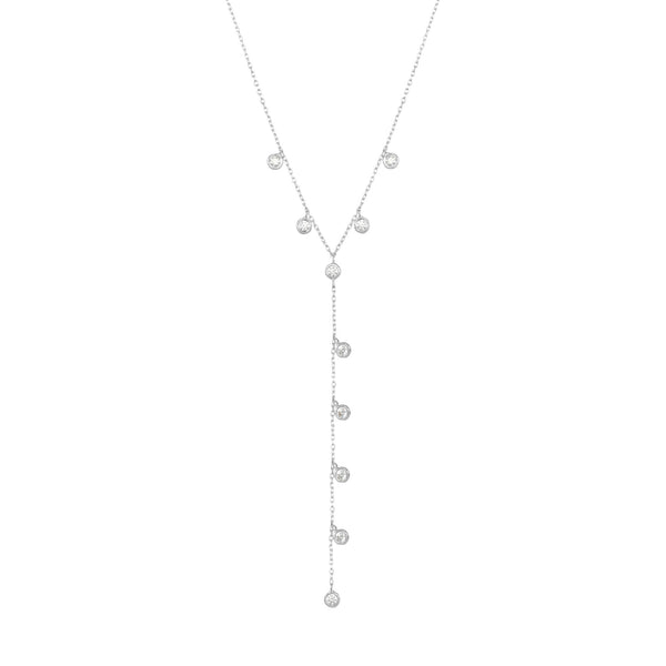 Dangling Chain 18K Whitegold Necklace w. Diamonds