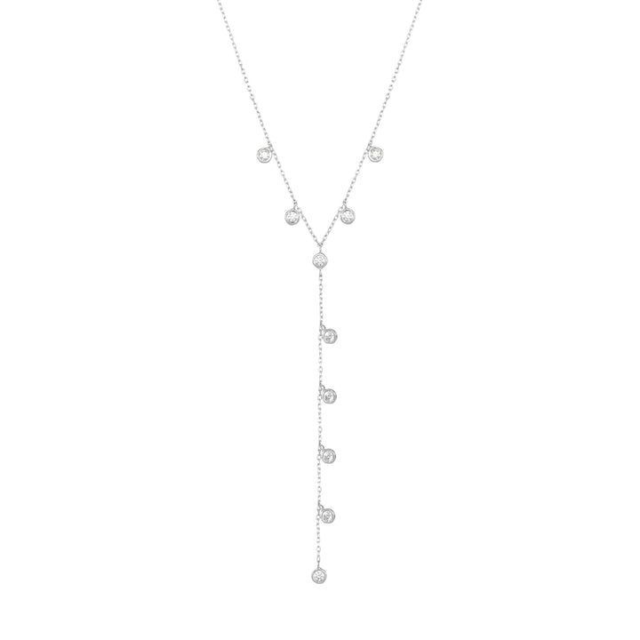 Dangling Chain 18K White Gold Necklace w. Diamonds