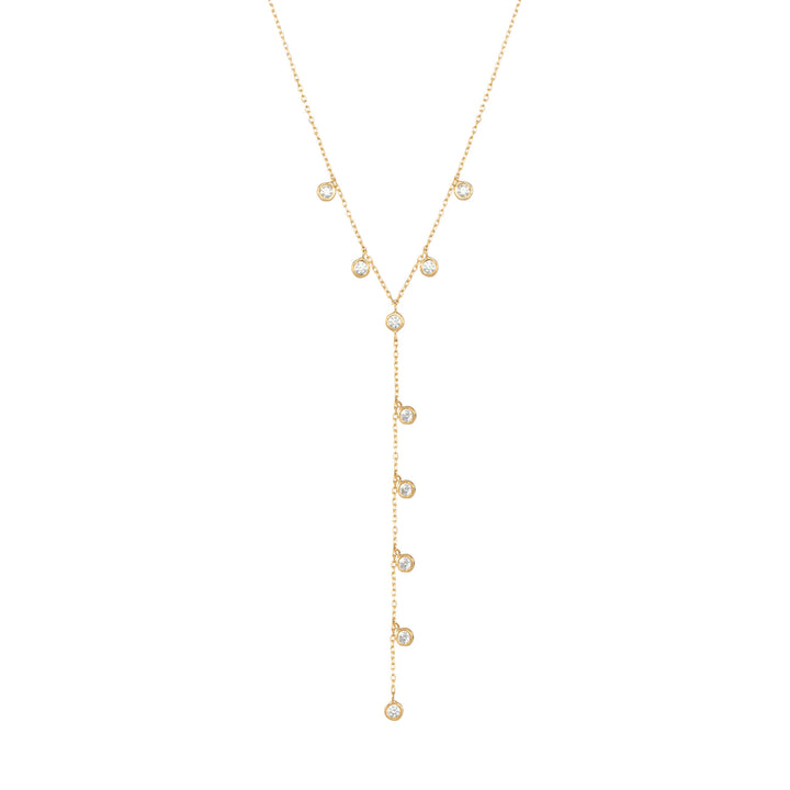 Dangling Chain 18K Gold Necklace w. Diamonds