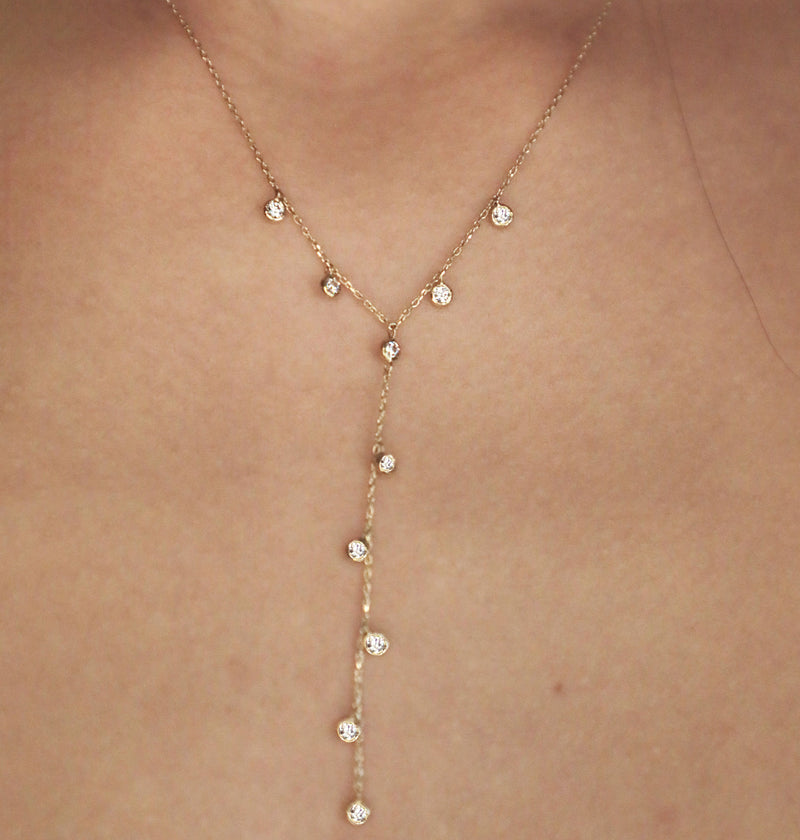 Dangling Chain Halskette aus 18K Weißgold mit Diamant