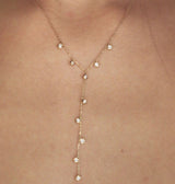 Dangling Chain 18K Gold Necklace w. Diamonds