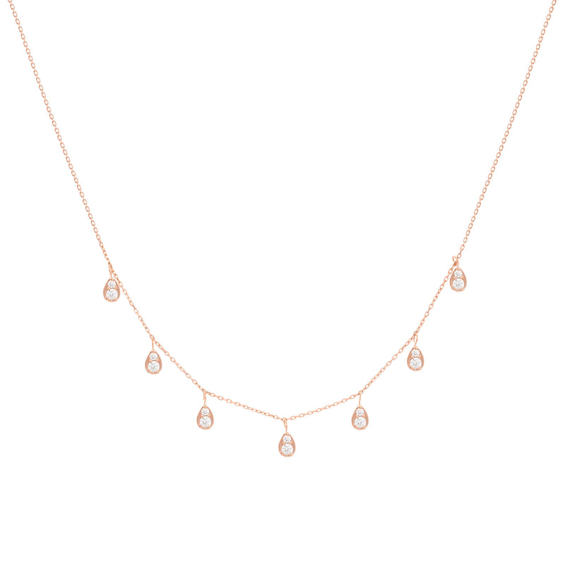 Dangling Pear Halskette aus 18K Rosegold mit Diamant
