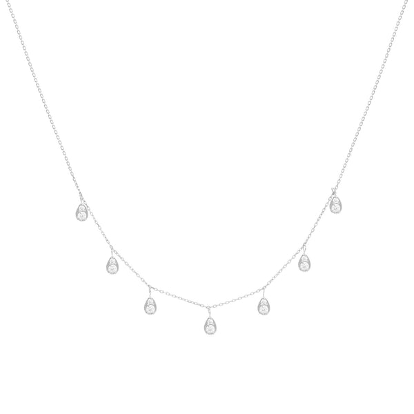 Dangling Pear 18K Whitegold Necklace w. Diamonds