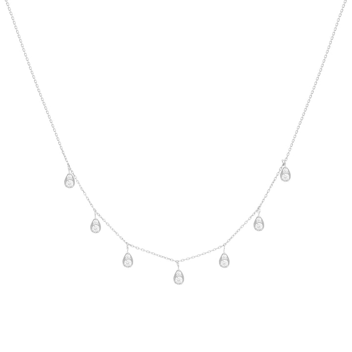 Dangling Pear 18K White Gold Necklace w. Diamonds