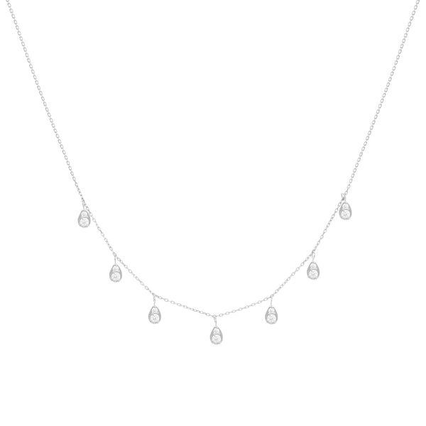 Alexa Fine Jewelry | Dangling Pear 18K Hvidguld Halskæde m. Diamanter