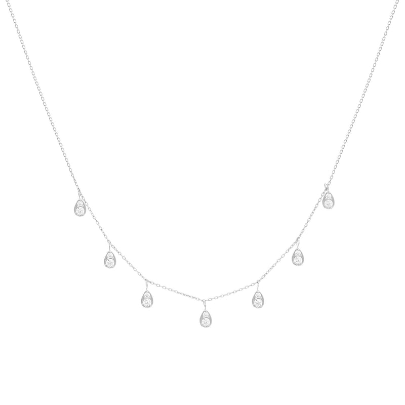 Alexa Fine Jewelry | Dangling Pear 18K Whitegold Necklace w. Diamonds