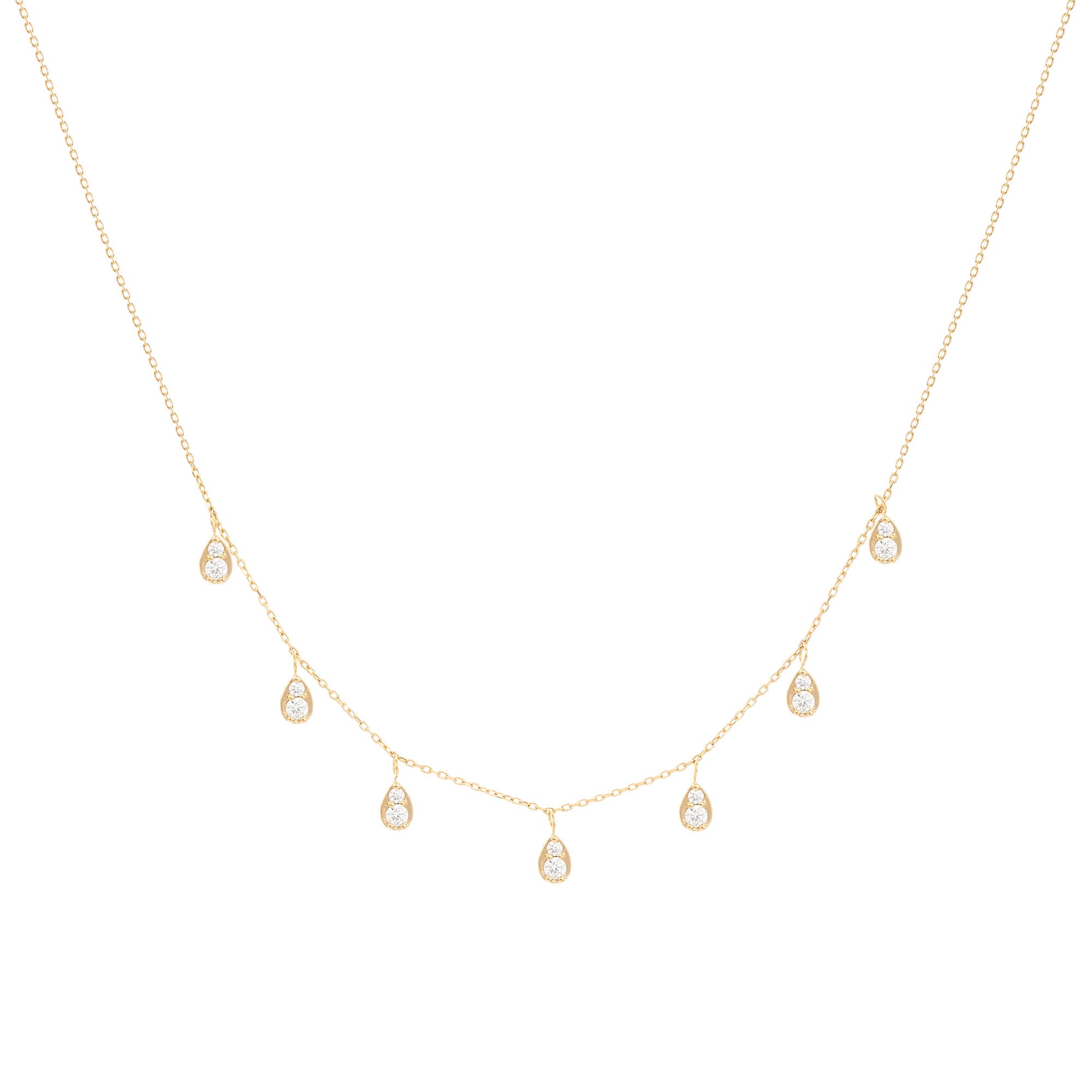 Dangling Pear 18K Guld Halskæde m. Diamanter