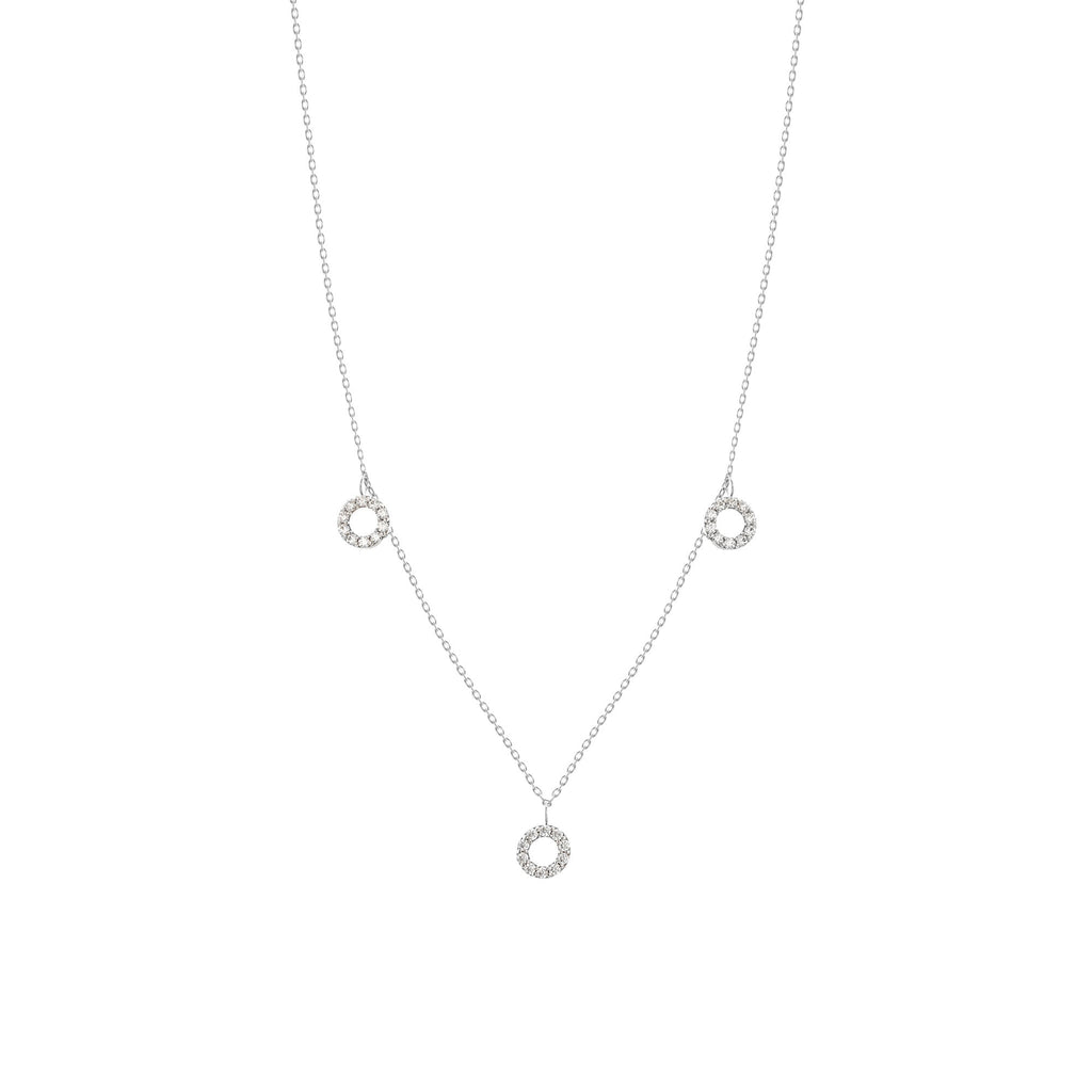 Baumeln rund 18k weiße Gold Halskette w. Diamanten