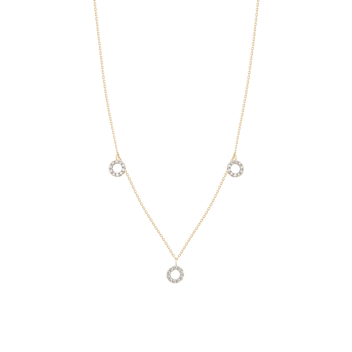 Dangling Round 18K Gold Necklace w. Diamonds
