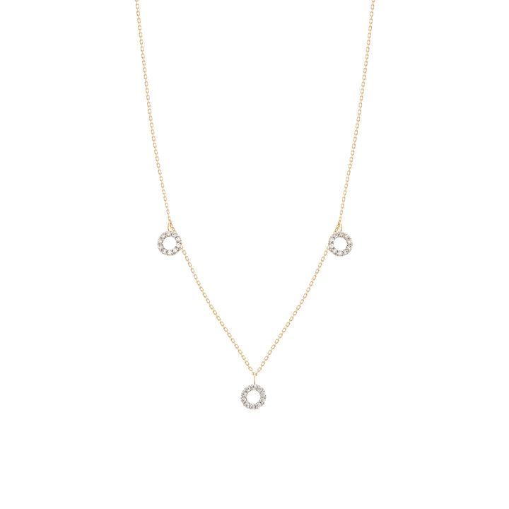 Dangling Round 18K Gold Necklace w. Diamonds