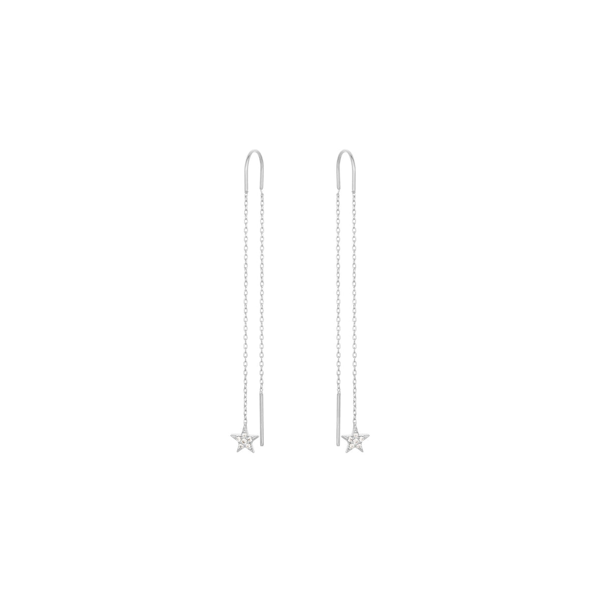 Dangling Star 18K White Gold Earring w. Diamond