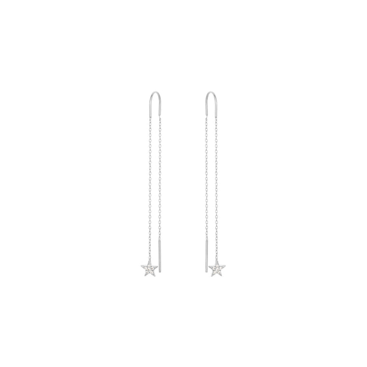Dangling Star 18K White Gold Earring w. Diamond