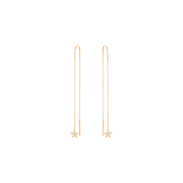 Dangling Star 18K Guld Earring m. Diamanter