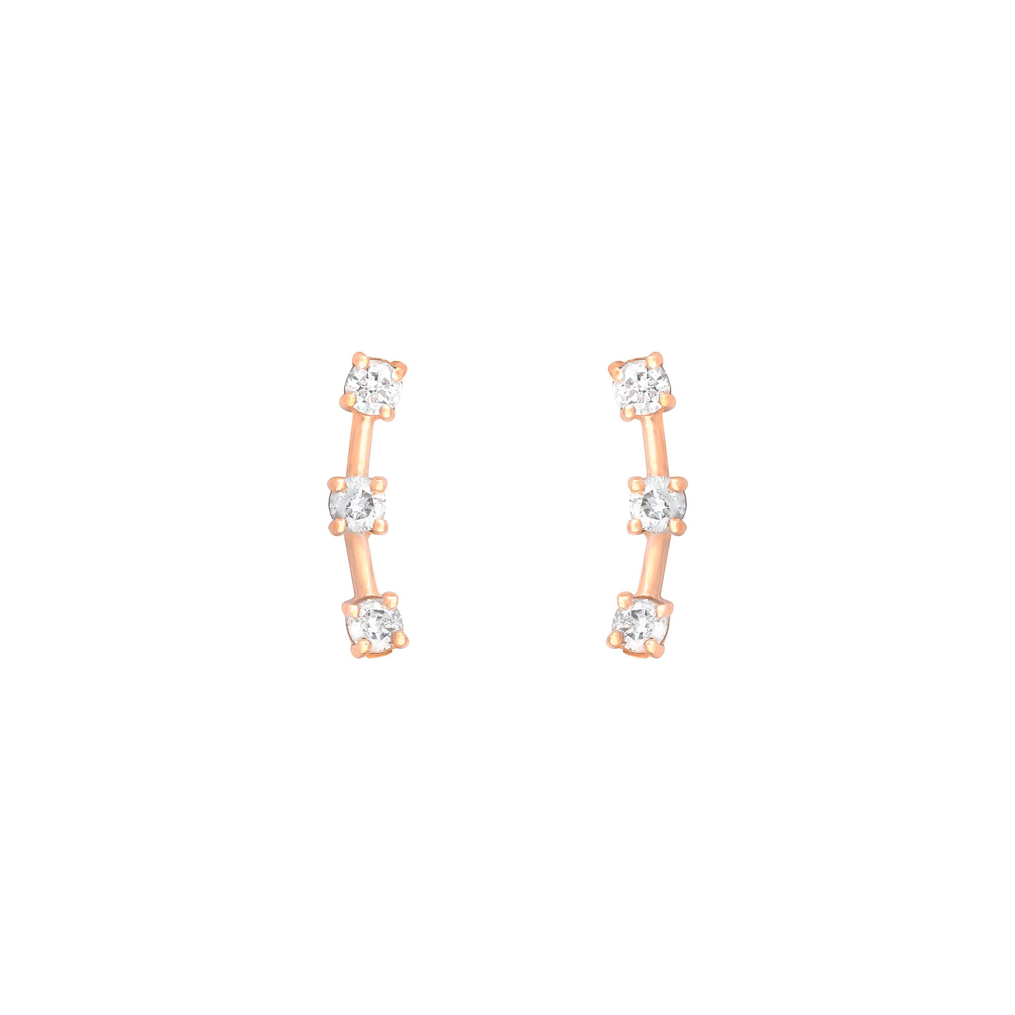 3 Stone Climber 18K Rose Gold Stud w. Diamond