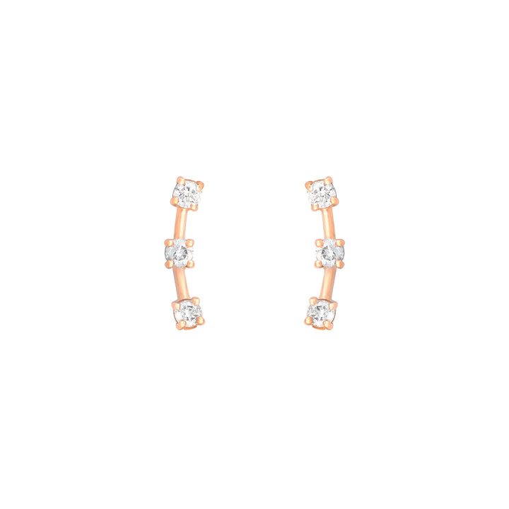 3 Stone Climber 18K Rose Gold Stud w. Diamond
