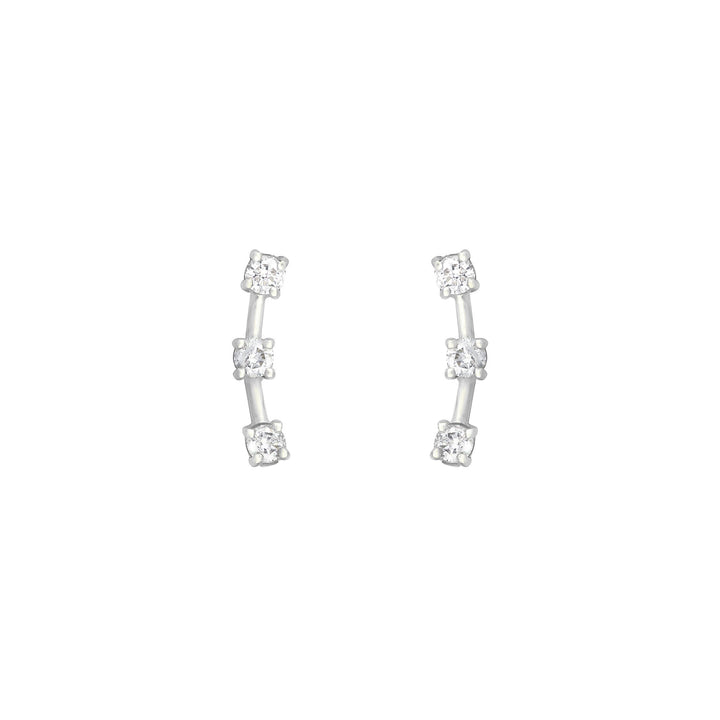 3 Stone Climber 18K White Gold Stud w. Diamond