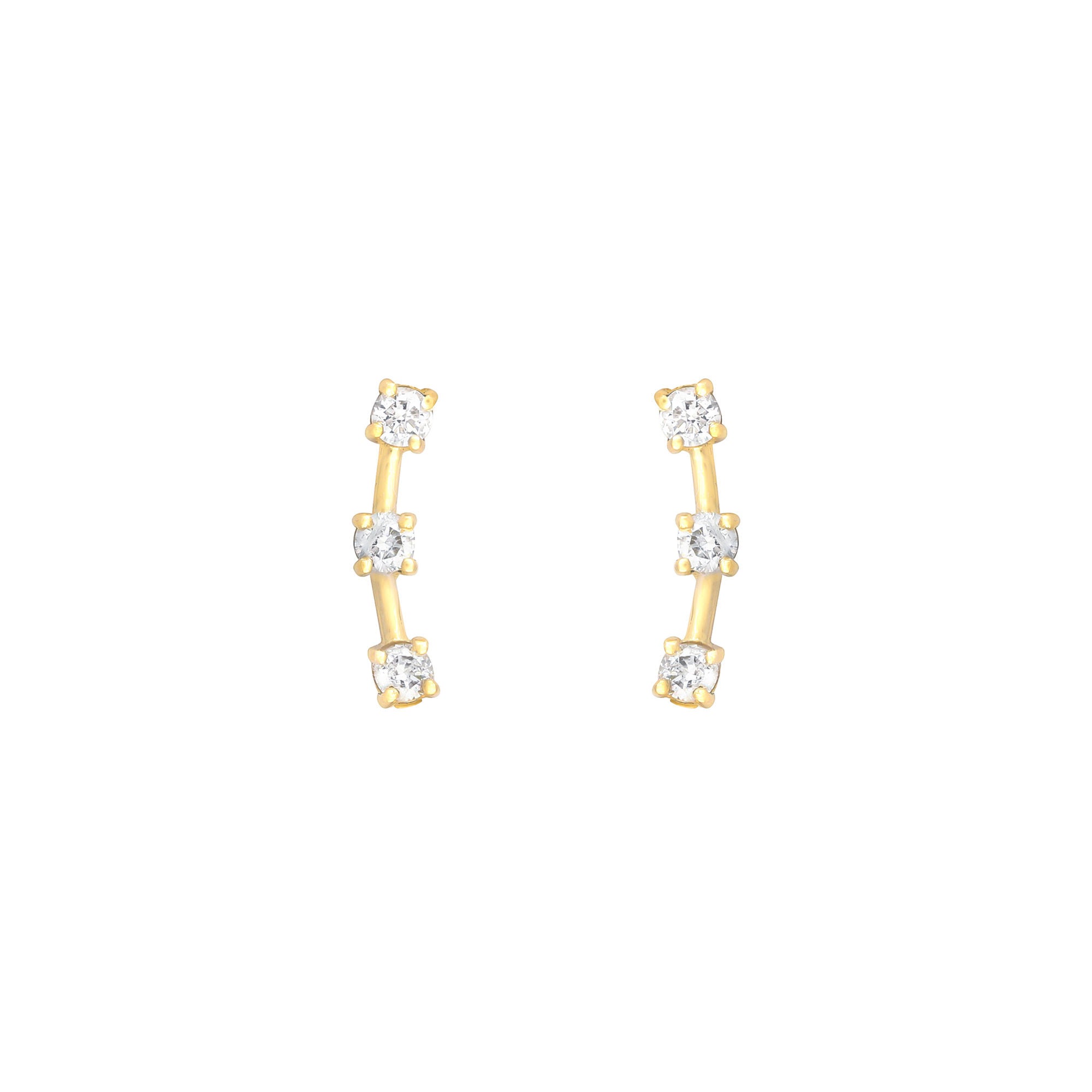 3 Stone Climber 18K Gold Stud w. Diamond