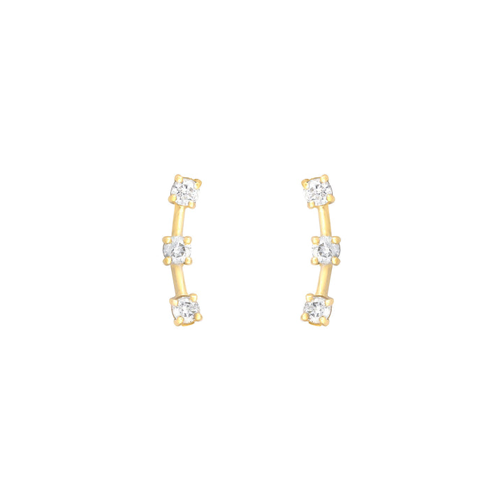 3 Stone Climber 18K Gold Stud w. Diamond