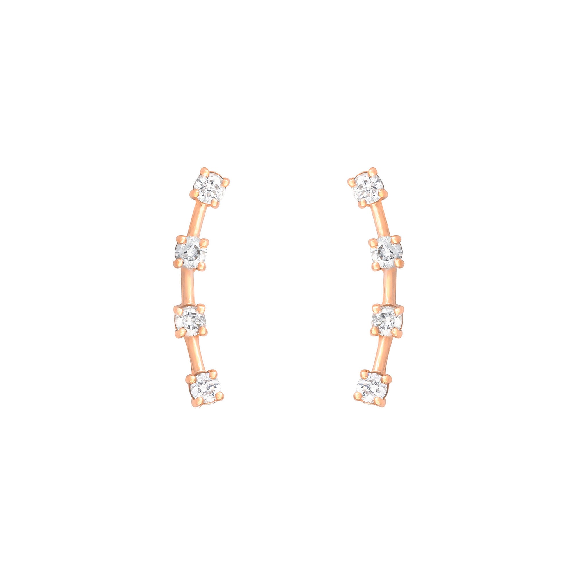 4 Stone Climber 18K Rose Gold Stud w. Diamond