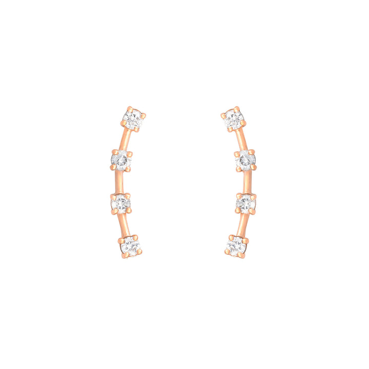 4 Stone Climber 18K Rose Gold Stud w. Diamond