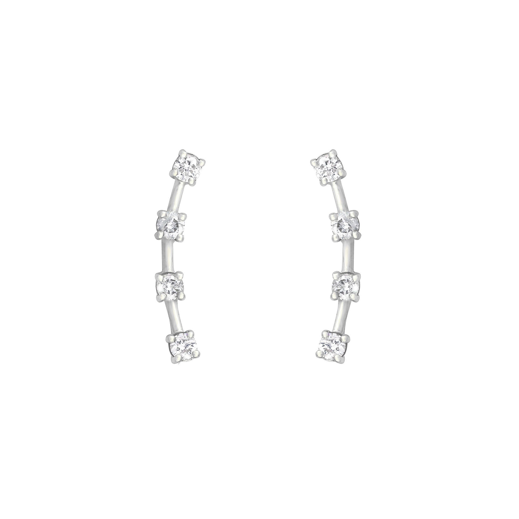 4 Stone Climber 18K White Gold Stud w. Diamond