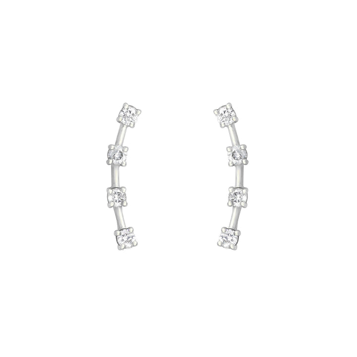 4 Stone Climber 18K White Gold Stud w. Diamond