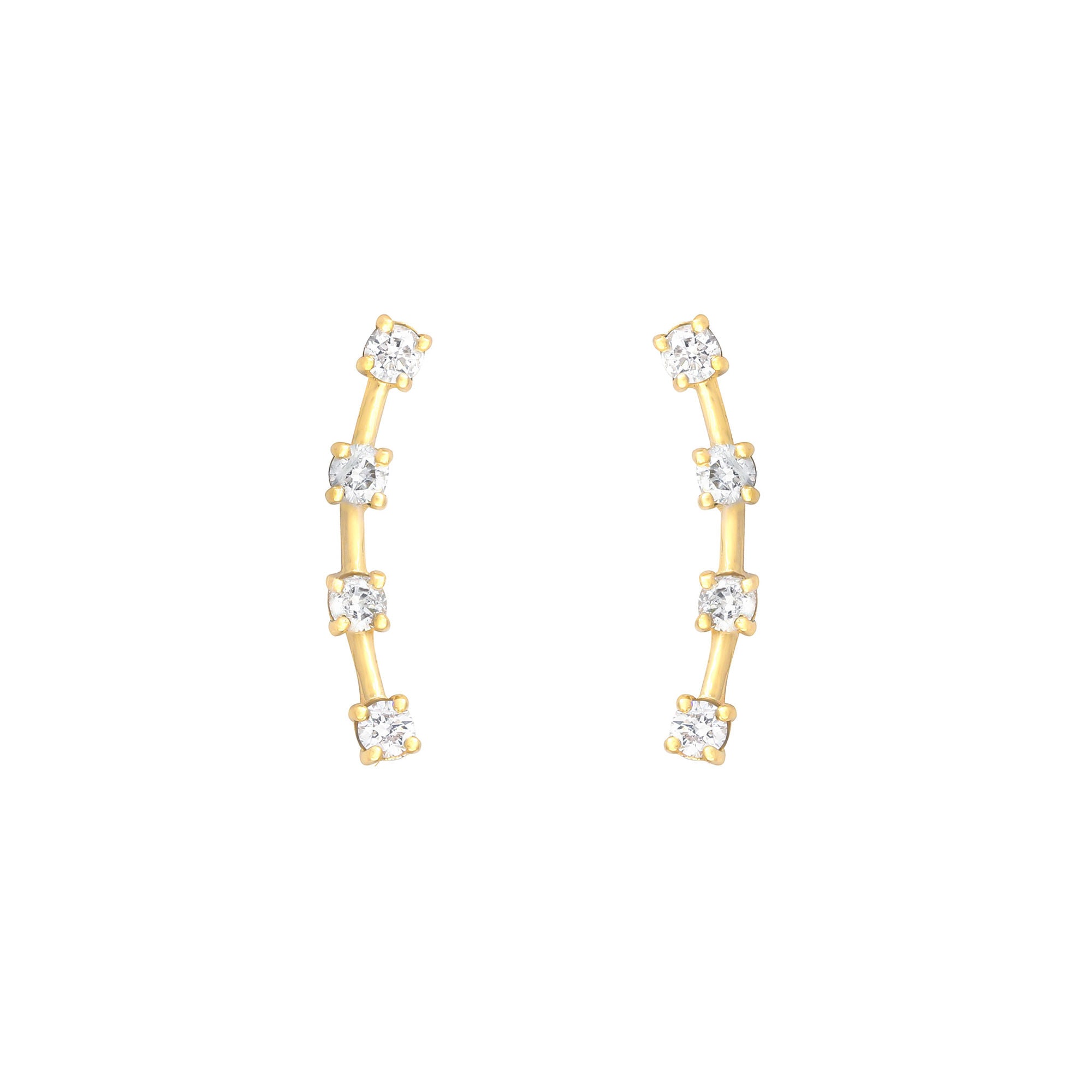 4 Stone Climber 18K Gold Stud w. Diamond