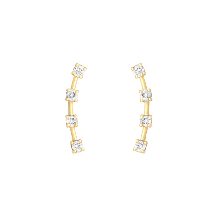 4 Stone Climber 18K Gold Stud w. Diamond
