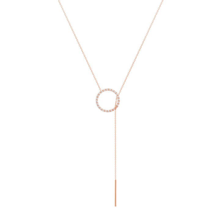 Diamonds Lariat 18K Rose Gold Necklace w. Diamonds