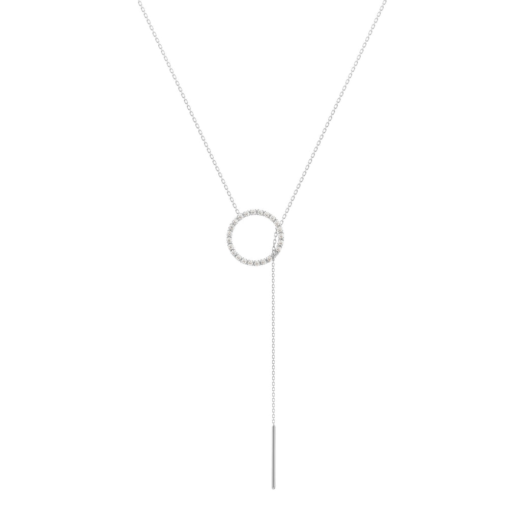 Lariat 18K Hvidguld Halskæde m. Diamanter