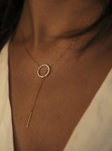 Diamonds Lariat 18K Gold Necklace w. Diamonds