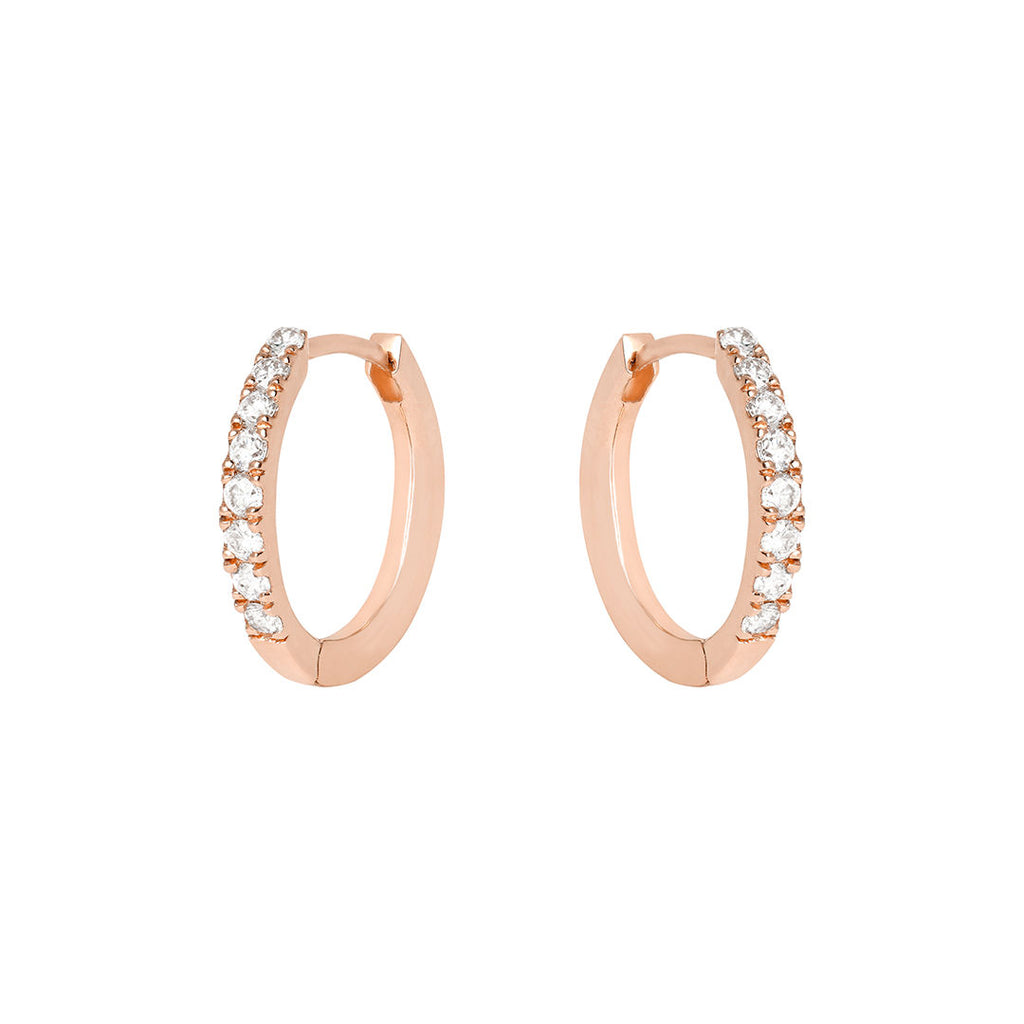 Pave Huggie 18K Rose Gold Huggie w. Diamonds