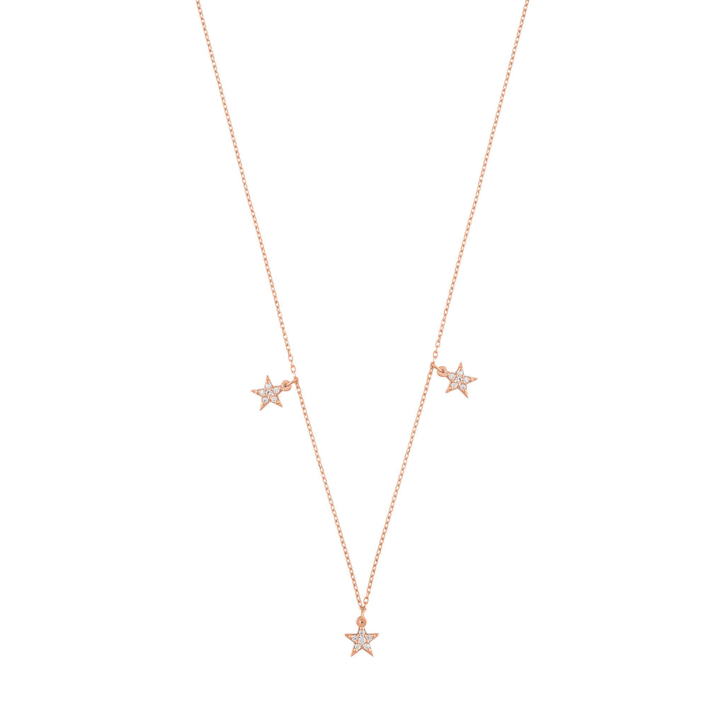 Star 18K Rose Gold Necklace w. Diamonds